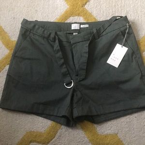 Olive Green Stretchy Shorts with Belt